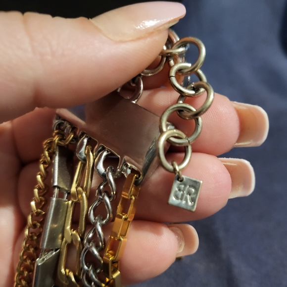 BANANA REPUBLIC Multi Chain Necklace Gold and Silver Tones with Beads - Picture 4 of 4